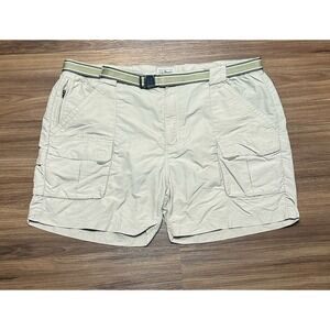 LL Bean Men's Tan Hiking Outdoor Hiking Belted Cargo 6" Shorts Sz XL Reg